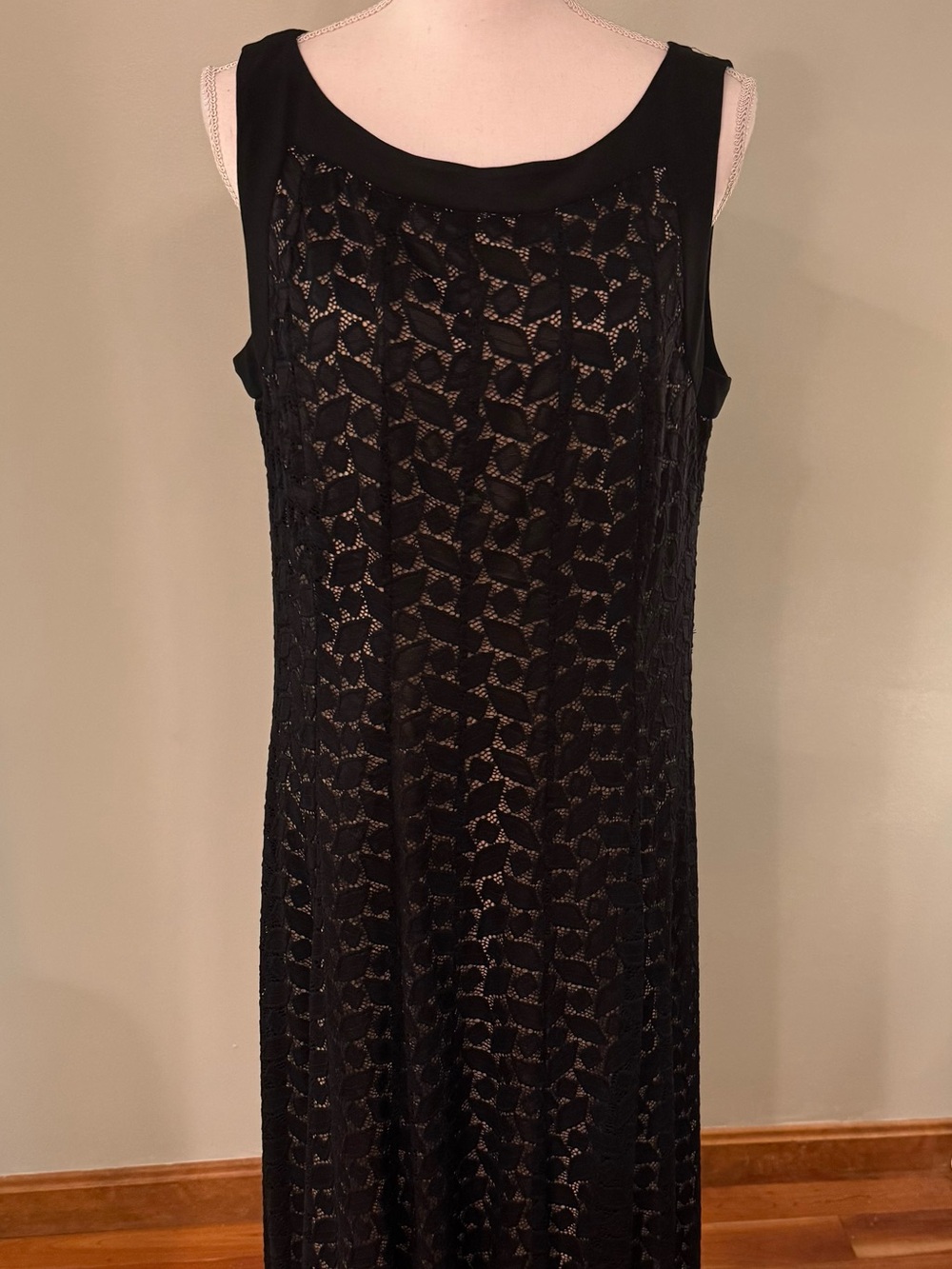 Perceptions Black Lace Overlay Cocktail Dress